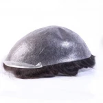 Full PU 0.06 Hot Selling Virgin Indian Remy Hair Men Toupee Swiss Lace Toupee Human Hair Toupee