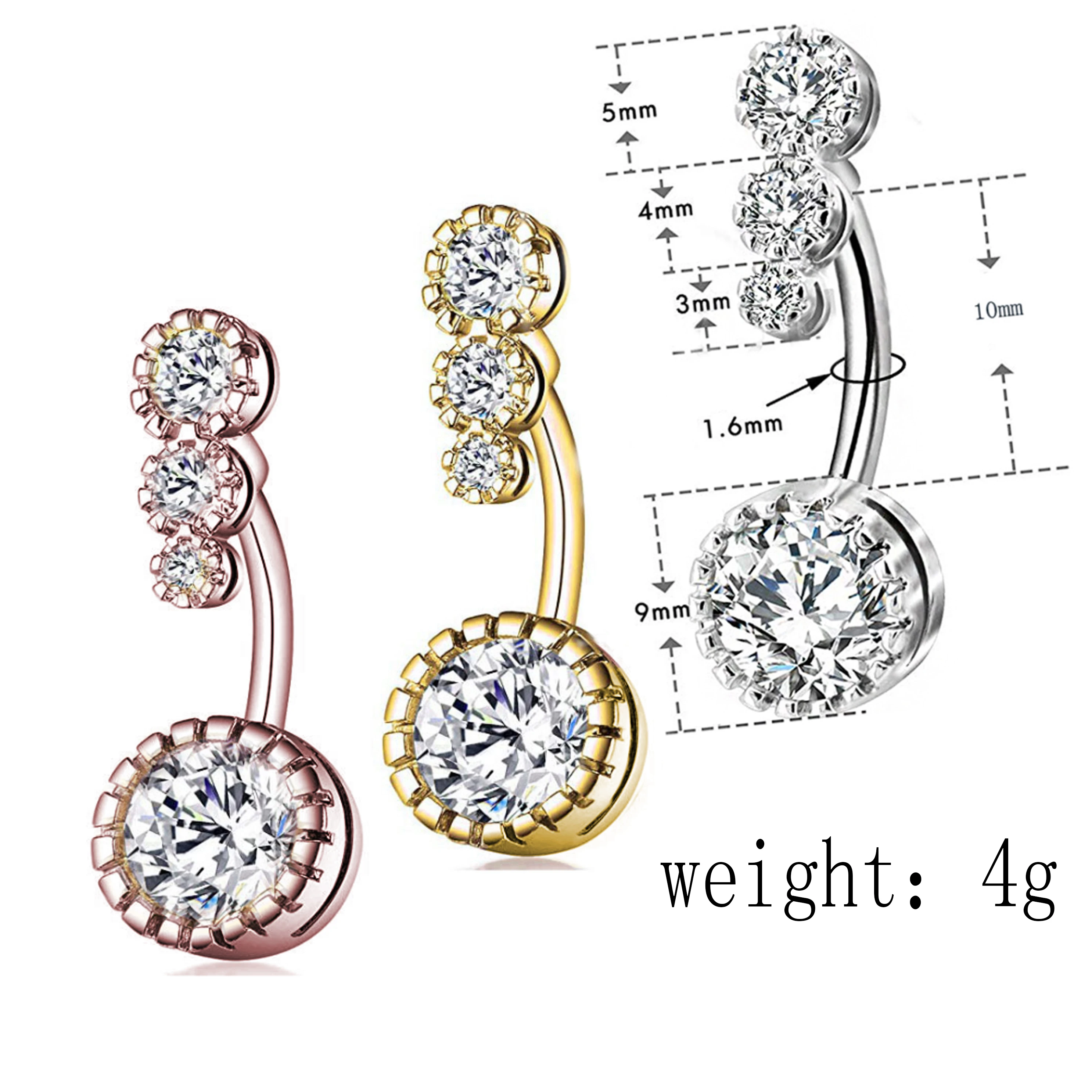 Gaby 316L  Surgical Stainless Gem belly ring crystal  hot sale Navel Ring  Body piercing Jewelry