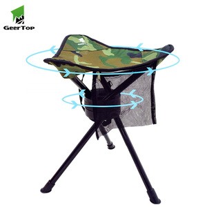 Geertop  small portable lightweight steel 360 degree rotation folding camping beach outdoor stool fishing chair