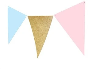 Gender Reveal Banner Triangle Flag Bunting Banner for Gender Reveal Wedding Baby Shower Birthday Party Supplies