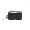 Genuine Leather Mens RFID Carbon Fiber Credit Card Holder Slim Credit Card Holder Minimalist