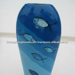 Green ocean theme lacquer vase 2014, ceramic lacquer vase high shape stand