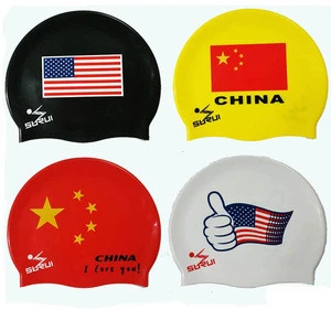 Guangzhou high quality multicolor custom printing odorless tasteless swimming flags silicone caps