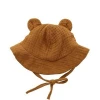 H90094/Wholesale plain color pure cotton summer fishermen  hat breathable cute baby sun protection hat