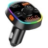 Handsfree call car+mp3+player FM Transmitter Bluetooth Radio QC3.0 car kit with rainbow led
