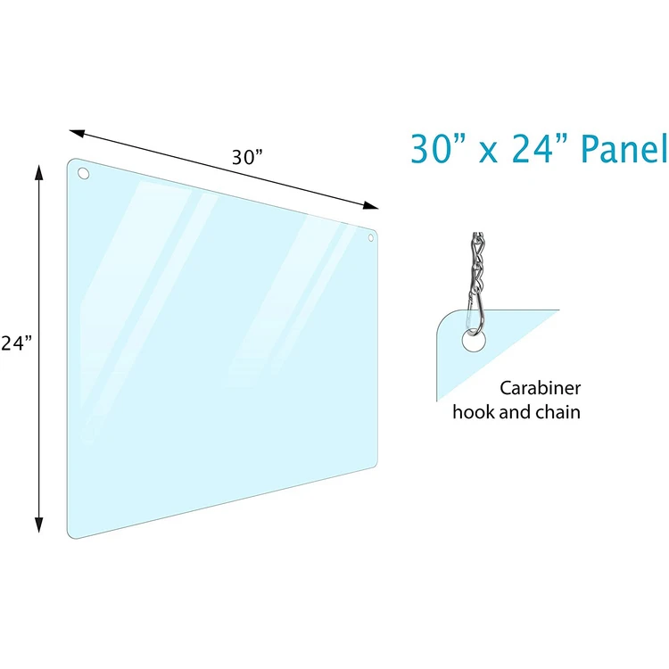 Hanging Portable Acrylic Plexiglass Sneeze Guard Shield for Counter 30X24