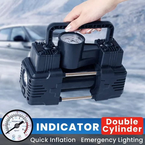 Buy Heavy Duty Car Tire Inflator Air Pump With Led Light Double ...