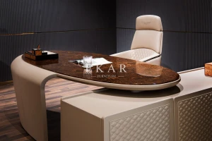 High End Design Modern Luxury High Gloss Veneer Desk Home Office Furniture Set