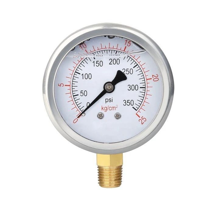 high quality 60mm 0-6bar 0-25bar 0-1.6mpa ss304 shell brass connection water pressure gauge