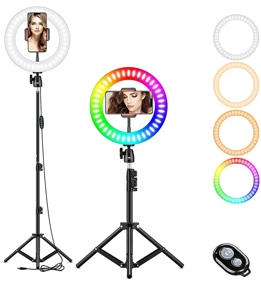 High Quality Adjustable RGB Led Selfie Ring Light with Tripod Stand and Phone Holder