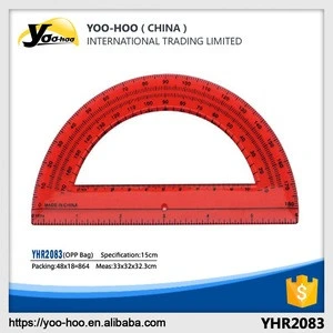High quality clear Shatterproof plastic ruler protractor 6inch