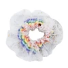 High quality summer rainbow lace cute mesh hair scrunchies for girl