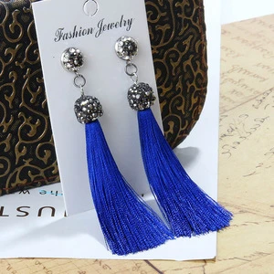 High Quality Wholesale Handmade Crystal Long Bohemian Cheap Silk Earring Tassel Jewelry