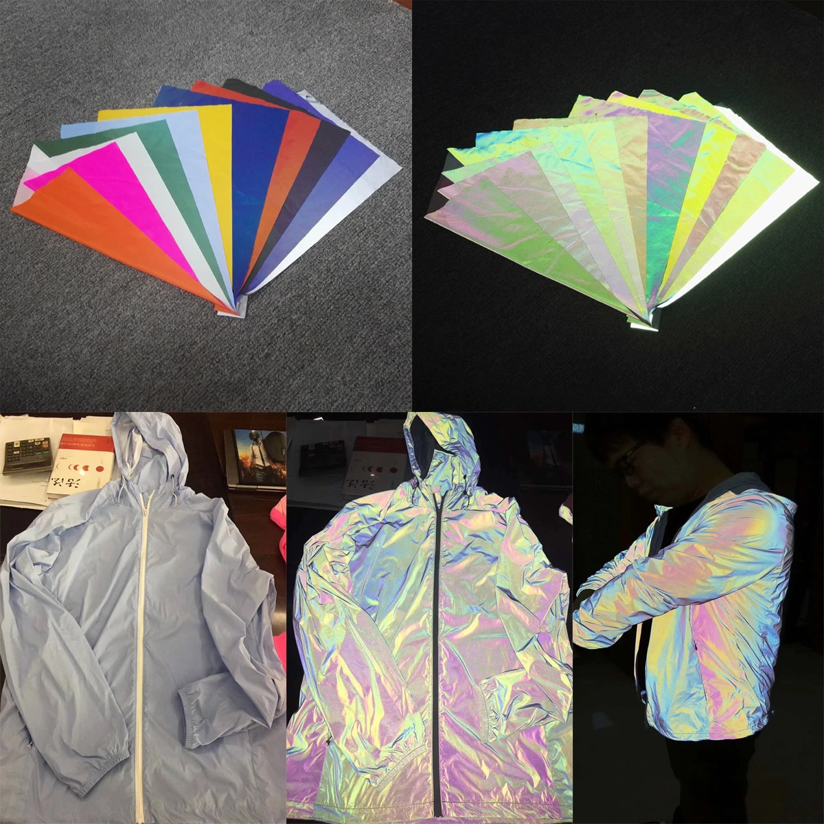 Holographic rainbow fabric/Fluorescent Trousers Casual Night Jogger rainbow fabric