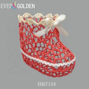 Hot Products To Sell Online 100% Cotton Crochet Red Christmas Boot Shoes Christmas Tree Decoration/X-mas Decoration