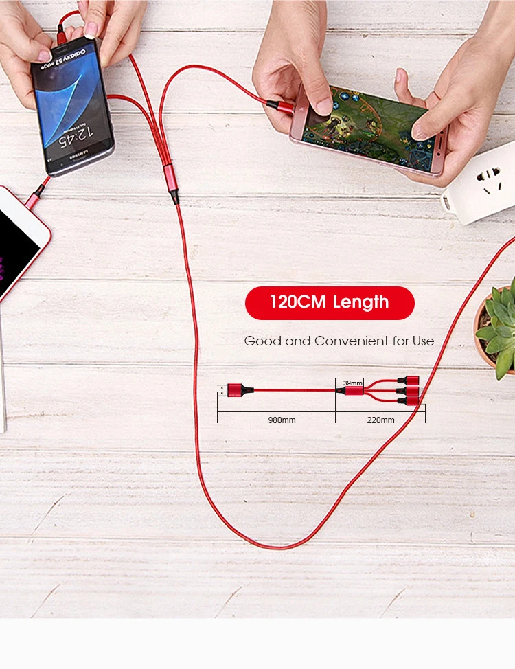 Hot sale 3 in 1 usb charging cable type c and USB  charging cable