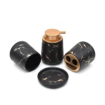 Hot Sale Cheap Marble Effect 4 Pcs Ceramic Bathroom Set