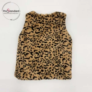 Hot Sale Front Opening Winter Leopard Print Baby Faux Fur Vest With Lining
