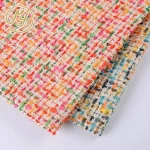 Hot sale garment woven heavy houndstooth color tweed fabric with gold thread