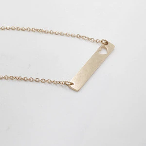 Hot Sale Hollow Out Love Stainless Steel Wholesale Customized Blank Bar Necklace