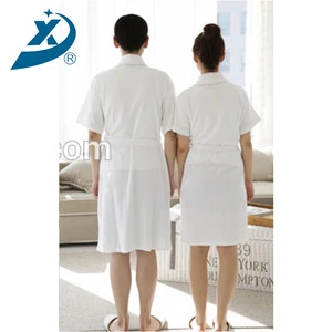 Hot Sale Short Sleeve Pure Cotton Hotel Waffle Bath Robe For Men And Women