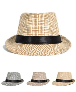 Hot Sale Summer Checked New Design Paper SunCowboy Straw Hat For Man