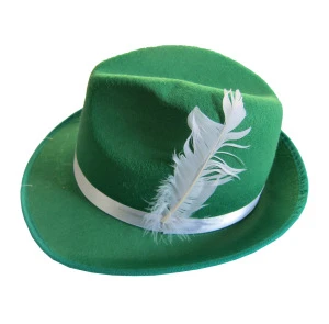 Hot Sales St Patricks Day Cowboy Hat With  A Beautiful White Feather,Fashion Custom Hat Wholesale China KG348