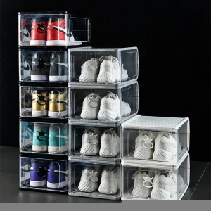 Hot Sell Basketball Reusable Plastic Clear Drop Front Acrylic Stackable Shoe Box Clear