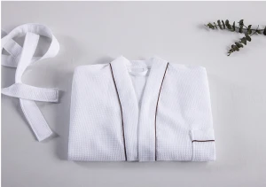 Hot Selling custom embroidered logo white luxury unisex Spa bath robe