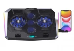 Hot selling Laptop Cooling Pad 5 Cooling Fans adjustable folding USB and Type-c Ports  Light LED