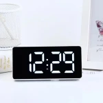 Hot Selling sound Sleep Brightness Sensor Table Desk Mirror Alarm Digital Clock for living room home decor LED electronic clock