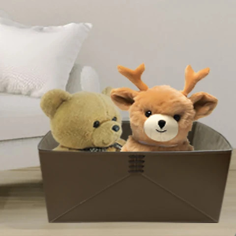 Household creative multi purpose leather storage basket sundries storage box makeup finishing basket