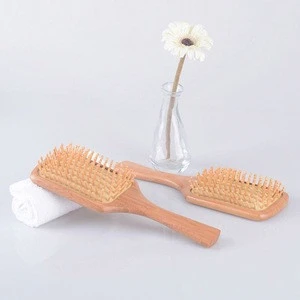 Household organic bamboo hair comb with handle, cheap comb massager bamboo No-static hair comb
