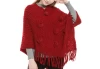 Imitate Wool Cashmere Knitted Sweater Tassels Elegant Lady Shawl With Fur Balls Mexican Poncho