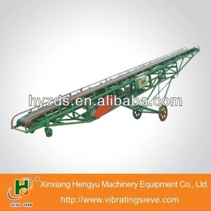 Inclined Rubber Belt Conveyor with mild steel frame to continuously convey bulk materials