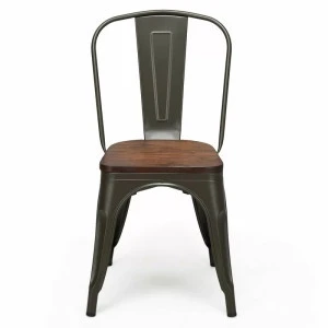 Industrial style design gray customizable metal-wood combination restaurant chair