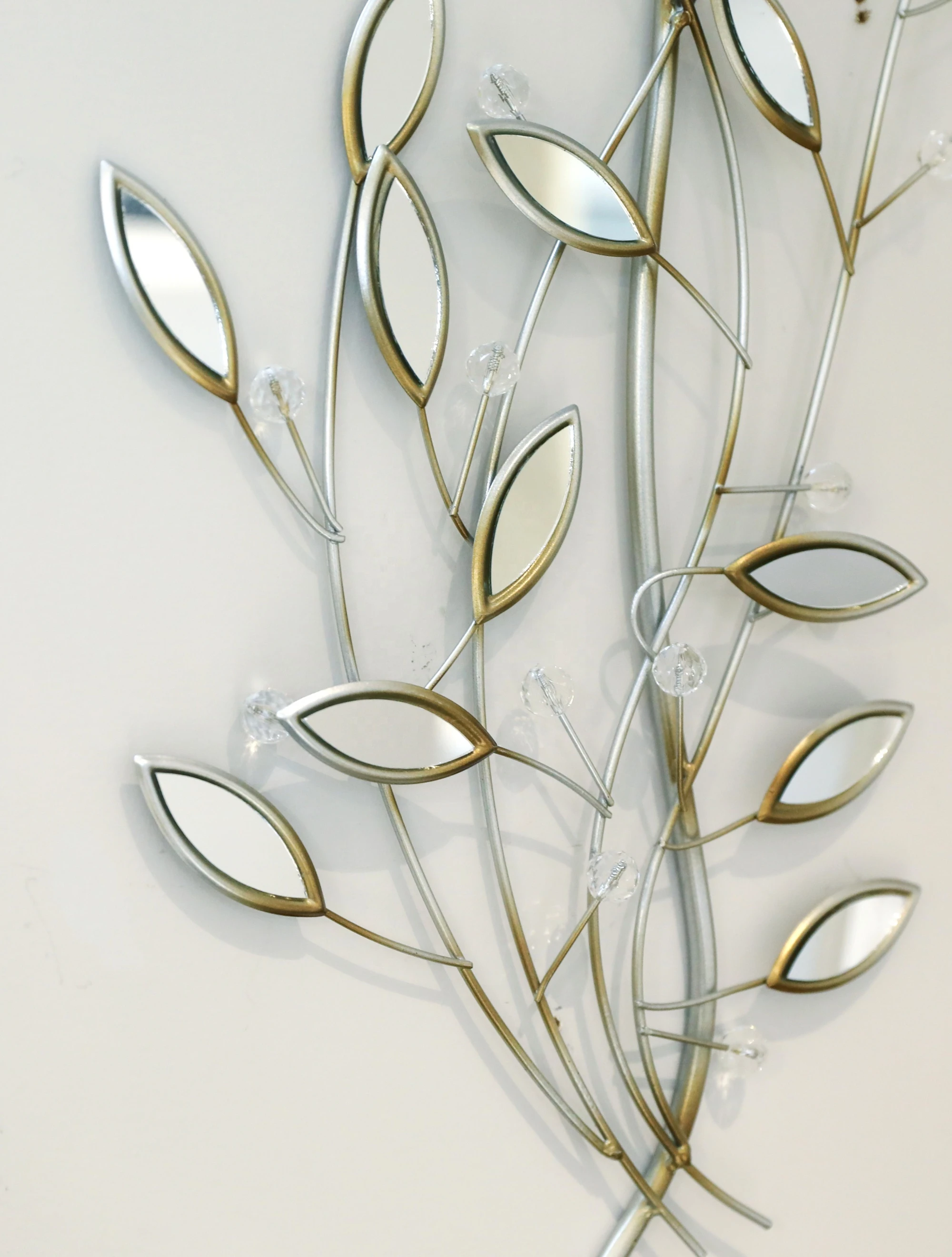 INNOVA NO MOQ home decoration luxury silver metal leaf branch wall art hanging home decor