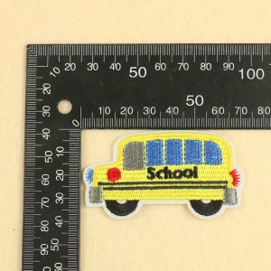 Innovative embroidery patches  customized and realistic school bus patches  ironing on  or sewing clothing accessories