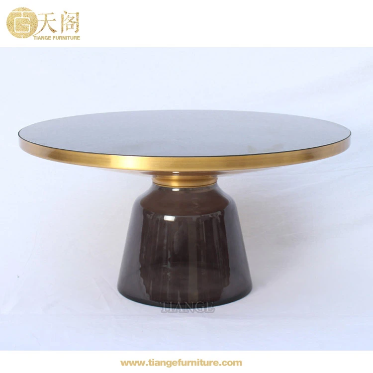 ins hot sale round coffee glass table set modern