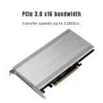 IOCREST PCIe 3.0 x 16 to 4 x M.2 NVMe M-Key Adapter card support 2230 2242 2260 2280 ssd size