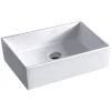 Italian style rectangular shaped white glazed ceramic kitchen sink