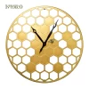 IVYDECO Modern Gold Honeycomb Wall Clock Home Decorative With 3D Bee decoration For Luxury Wall Clock
