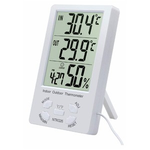 J&amp;R Wide Test Range Digital Indoor Outdoor Living Room Bathroom Household Humidity Thermometer Indicator Clock Thermometer