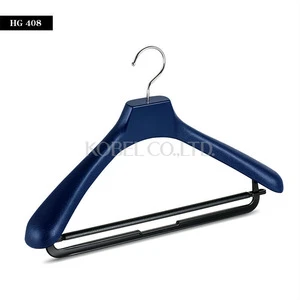 Japanese Beautiful Finished Plastic Suit Hanger with Pants Bar for Folding Clothes Rack HG4204BK-flcr Made In Japan Product