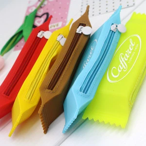 Japanese School Cute Candy Silicone Zipper Pencil Case For Kids