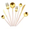 JK Flatware bulk wholesale wedding pink gold flatware cutlery set