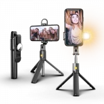 K10s Integrated Multi Function Rotatable Photo Selfie Selfi Stick with Light Mirror Tipod,Selfie-stick 360