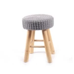 K&B customizable wholesale grey knitted fabric wood kitchen high chairs bar stool