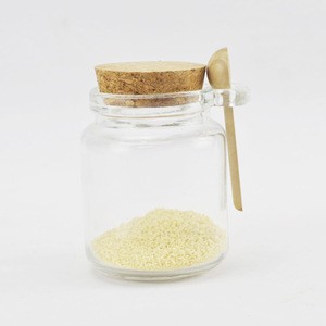 Kitchen Accessories Clear Glass Spice Jar With Cork Lid &amp; Wood Spoon
