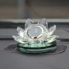 Kitchen Originality Glass Craft Clock Crystal Table Clock in Clear Lotus Shape